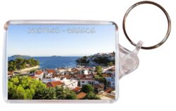 Skiathos - Greece - Double Sided Large Keyring Key Fob Chain Ring Gift Present Souvenir G1