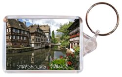Strasbourg - France - Double Sided Large Keyring Key Fob Chain Ring Gift Present Souvenir F1