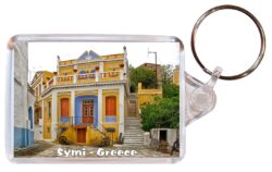 Symi - Greece - Double Sided Large Keyring Key Fob Chain Ring Gift Present Souvenir G4