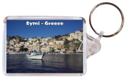 Symi - Greece - Double Sided Large Keyring Key Fob Chain Ring Gift Present Souvenir G5