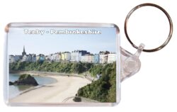 Tenby - Pembrokeshire - Wales - Double Sided Large Keyring Key Fob Chain Ring Gift Present Souvenir W6