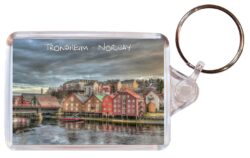 Trondheim - Norway - Double Sided Large Keyring Key Fob Chain Ring Gift Present Souvenir N2