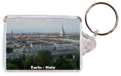 Turin - Italy - Double Sided Large Keyring Key Fob Chain Ring Gift Present Souvenir S3