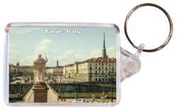 Turin - Italy - Double Sided Large Keyring Key Fob Chain Ring Gift Present Souvenir S4