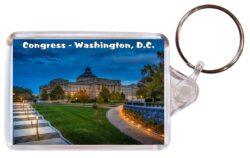 Congress - Washington, D.C. - USA - Double Sided Large Keyring Key Fob Chain Ring Gift Present Souvenir US1