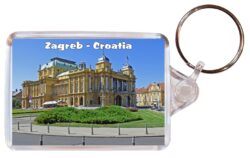 Zagreb - Croatia - Double Sided Large Keyring Key Fob Chain Ring Gift Present Souvenir C3