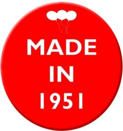Made in 1951 - 59mm Birthday Pin Badge Gift Present Balloons Red