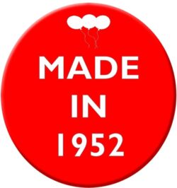 Made in 1952 - 59mm Birthday Pin Badge Gift Present Balloons Red