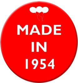 Made in 1954 - 59mm Birthday Pin Badge Gift Present Balloons Red