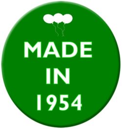 Born in 1954- 59mm Birthday Pin Badge Gift Present Green