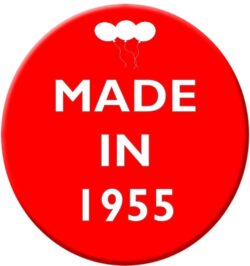 Made in 1955 - 59mm Birthday Pin Badge Gift Present Balloons Red