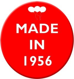 Made in 1956 - 59mm Birthday Pin Badge Gift Present Balloons Red