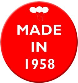 Made in 1958 - 59mm Birthday Pin Badge Gift Present Balloons Red