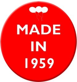 Made in 1959 - 59mm Birthday Pin Badge Gift Present Balloons Red
