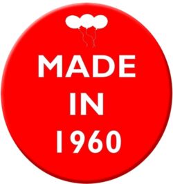 Made in 1960 - 59mm Birthday Pin Badge Gift Present Balloons Red