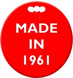 Made in 1961 - 59mm Birthday Pin Badge Gift Present Balloons Red