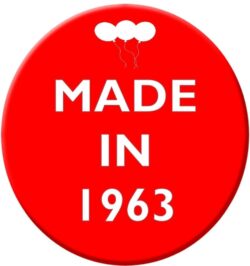 Made in 1963 - 59mm Birthday Pin Badge Gift Present Balloons Red