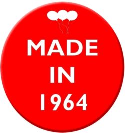 Made in 1964 - 59mm Birthday Pin Badge Gift Present Balloons Red