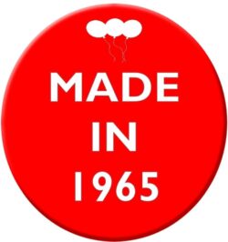 Made in 1965 - 59mm Birthday Pin Badge Gift Present Balloons Red