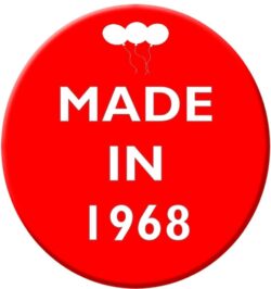 Made in 1968 - 59mm Birthday Pin Badge Gift Present Balloons Red