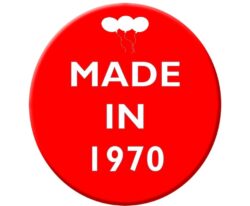 Made in 1970 - 59mm Birthday Pin Badge Gift Present Balloons Red