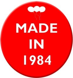 Made in 1984 - 59mm Birthday Pin Badge Gift Present Balloons Red