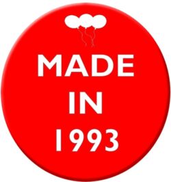Made in 1993 - 59mm Birthday Pin Badge Gift Present Balloons Red