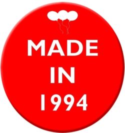 Made in 1994 - 59mm Birthday Pin Badge Gift Present Balloons Red