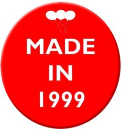 Made in 1999 - 59mm Birthday Pin Badge Gift Present Balloons Red