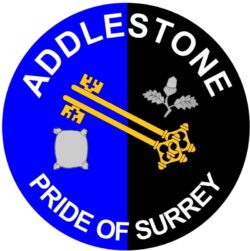 Addlestone - Pride of Surrey - TWO PACK - Car Bumper Laptop Window Decal County Flag Sticker