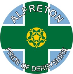Alfreton - Pride of Derbyshire - TWO PACK - Car Bumper Laptop Window Decal County Flag Sticker