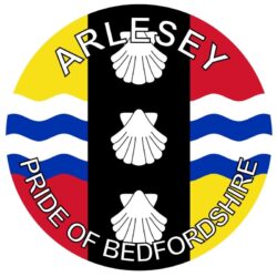 Arlesey - Pride of Bedfordshire - TWO PACK - Car Bumper Laptop Window Decal County Flag Sticker