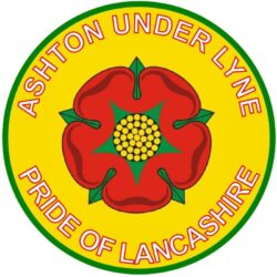 Ashton under Lyme - Pride of Lancashire - TWO PACK - Car Bumper Laptop Window Decal County Flag Sticker