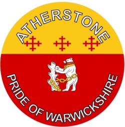 Atherstone - Pride of Warwickshire - TWO PACK - Car Bumper Laptop Window Decal County Flag Sticker