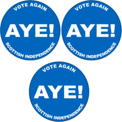 3 Pack - Aye - Vote Again - 59mm Badge/Badges Gift Present Statement Quote Scottish Referendum Independence