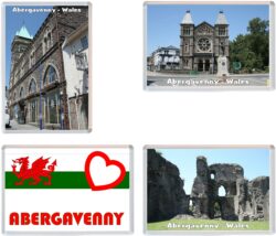 Abergavenny - Wales - 4 PACK - Jumbo Fridge Magnet Souvenir Gift Present