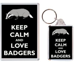 Keep Calm and Love Badgers - Jumbo Fridge Magnet & Double Sided Large Keyring Key Fob Chain Ring Gift Present Souvenir