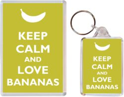 Keep Calm and Love Bananas - Jumbo Fridge Magnet & Double Sided Large Keyring Key Fob Chain Ring Gift Present Souvenir