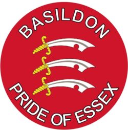 Basildon - Pride of Essex - TWO PACK - Car Bumper Laptop Window Decal County Flag Sticker