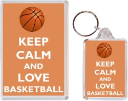 Keep Calm and Love Basketball - Jumbo Fridge Magnet & Double Sided Large Keyring Key Fob Chain Ring Gift Present Souvenir