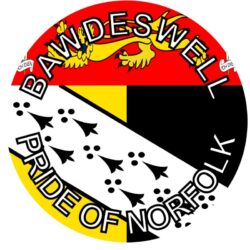 Bawdeswell - Pride of Norfolk - TWO PACK - Car Bumper Laptop Window Decal County Flag Sticker