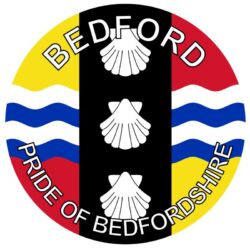 Bedford - Pride of Bedfordshire - TWO PACK - Car Bumper Laptop Window Decal County Flag Sticker