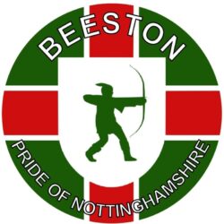 Beeston - Pride of Nottinghamshire - TWO PACK - Car Bumper Laptop Window Decal County Flag Sticker