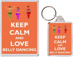 Keep Calm and Love Belly-Dancing - Jumbo Fridge Magnet & Double Sided Large Keyring Key Fob Chain Ring Gift Present Souvenir