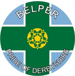 Belper - Pride of Derbyshire - TWO PACK - Car Bumper Laptop Window Decal County Flag Sticker