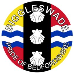 Biggleswade - Pride of Bedfordshire - TWO PACK - Car Bumper Laptop Window Decal County Flag Sticker