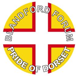 Blandford Forum - Pride of Dorset - TWO PACK - Car Bumper Laptop Window Decal County Flag Sticker