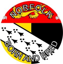 Norfolk Born & Bred - TWO PACK - Car Bumper Laptop Window Decal County Flag Sticker