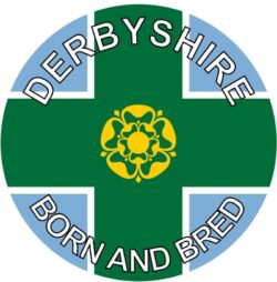 Derbyshire Born & Bred - TWO PACK - Car Bumper Laptop Window Decal County Flag Sticker