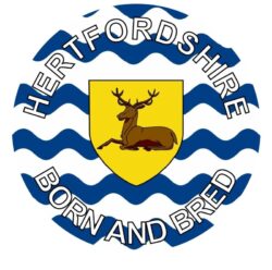 Hertfordshire Born & Bred - TWO PACK - Car Bumper Laptop Window Decal County Flag Sticker